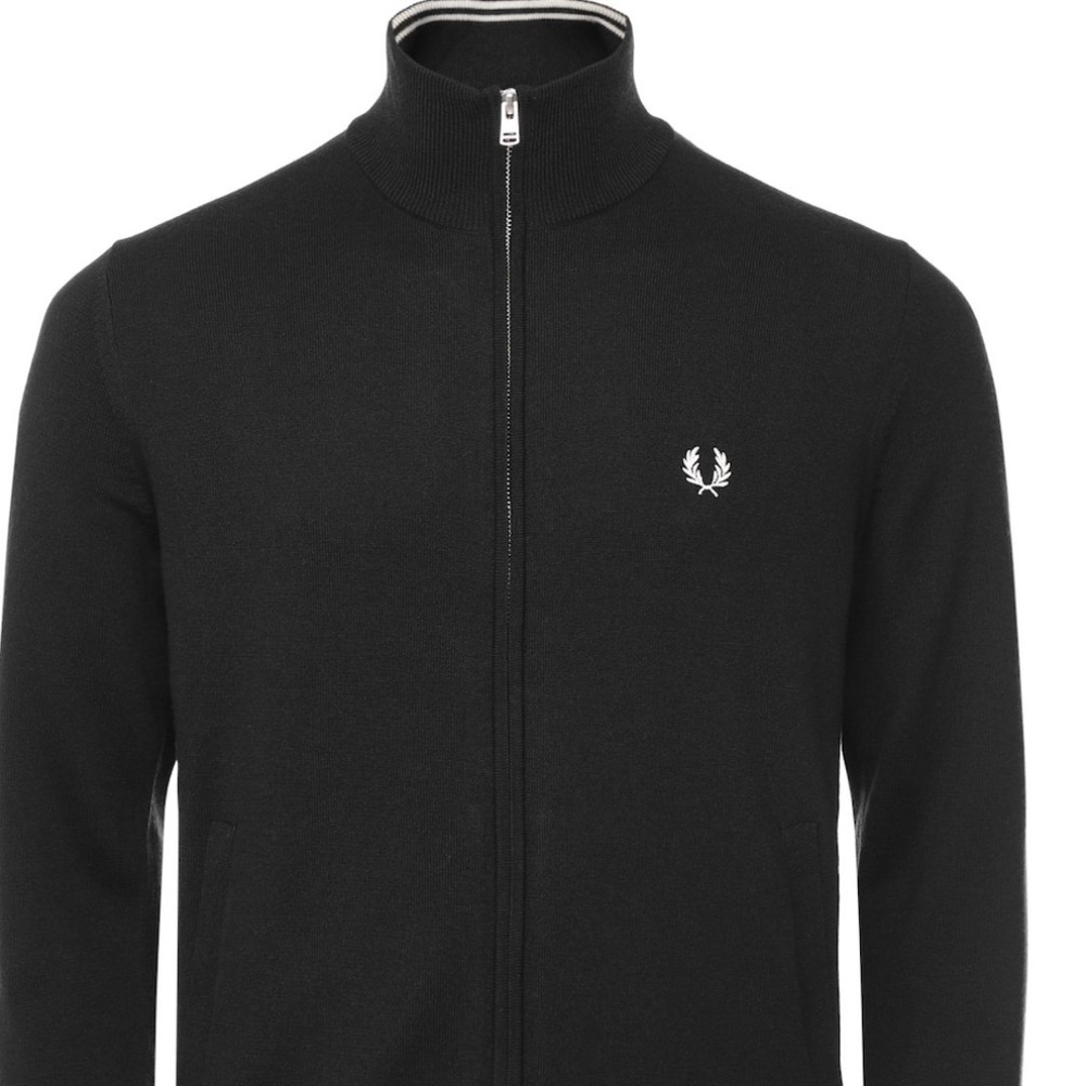 Fred Perry Zip Thru Cardigan Black - Size Small - M4534 - MSRP $175 - BNIB
